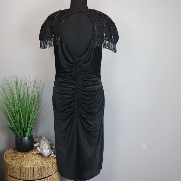 Vintage Filigree dress with sequins and beaded fringe size 14 - Picture 3 of 6